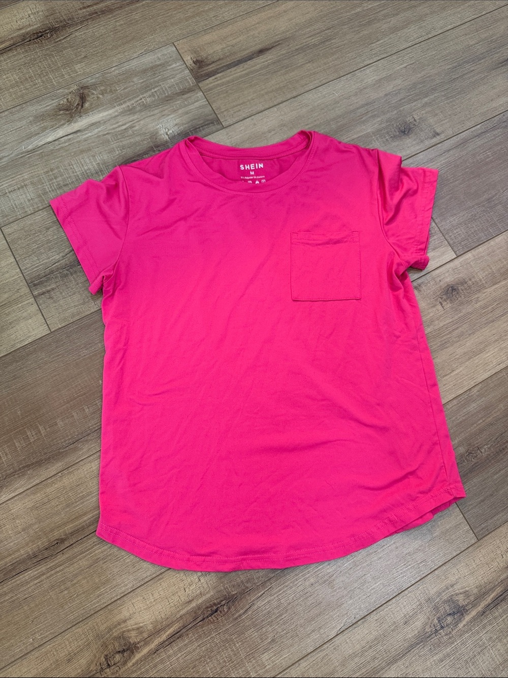 SHEIN Hot Pink Short Sleeve Pocket Tee